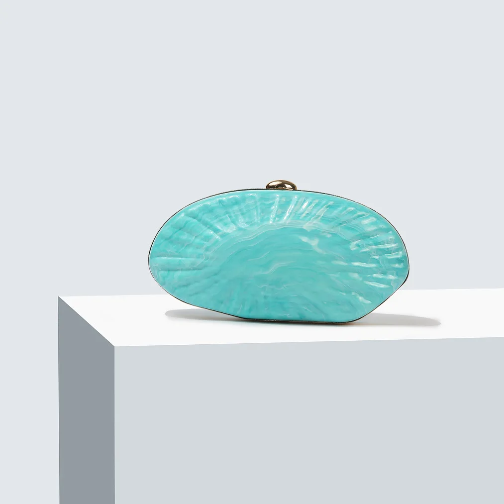 

2025 New Acrylic Heart Shell Box Mini Crossbody Bag for Women, Lipstick Coin Key Holder, Vintage Style Polyester Fiber Purse