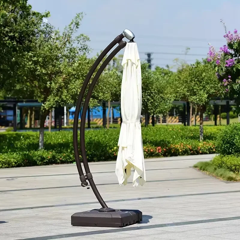 Outdoor Aluminum Alloy Anti-UV 3.5m Offset Cantilever Umbrella with Base for Garden Patio Dining