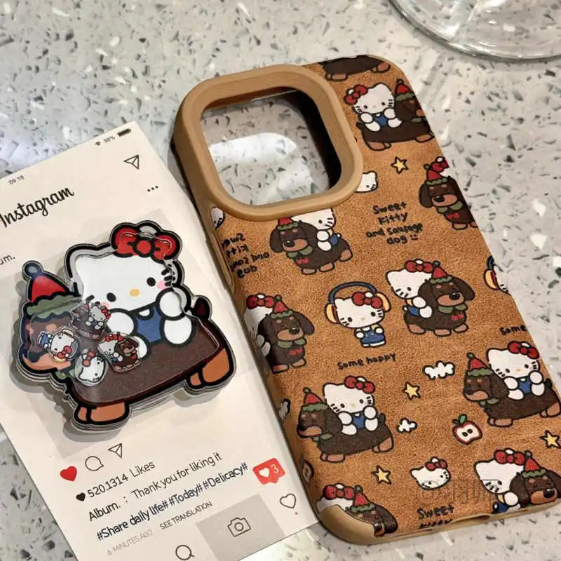 Чехол для телефона Sanrio Hello Kitty с крыльями и подставкой 17 Pro Max, устойчивый к пятнам чехол для iPhone 15/16, полная упаковка, модели Tide 14 запястья i