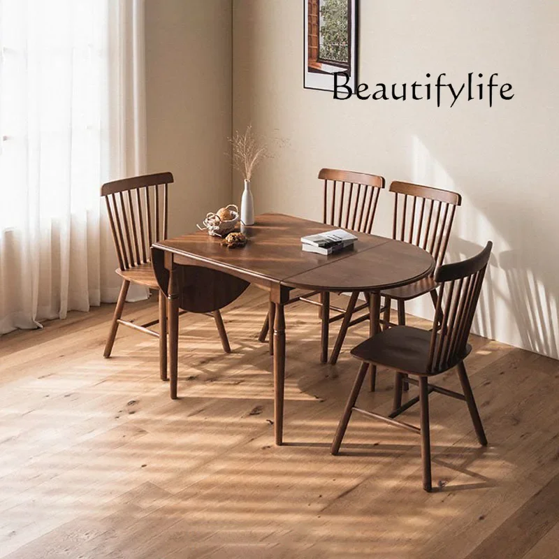 

mesa comedor Retro all solid wood oval folding dining table Nordic small apartment cherry wood home dining table customization