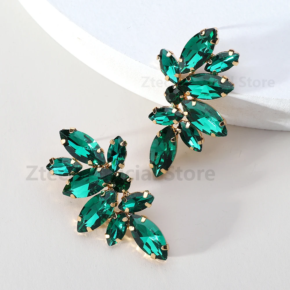 Ztech Luxury Wing Stud Earrings For Women Korean Fashion Style Full Glass Jewelry Statement Accessories High-Quality Bijoux