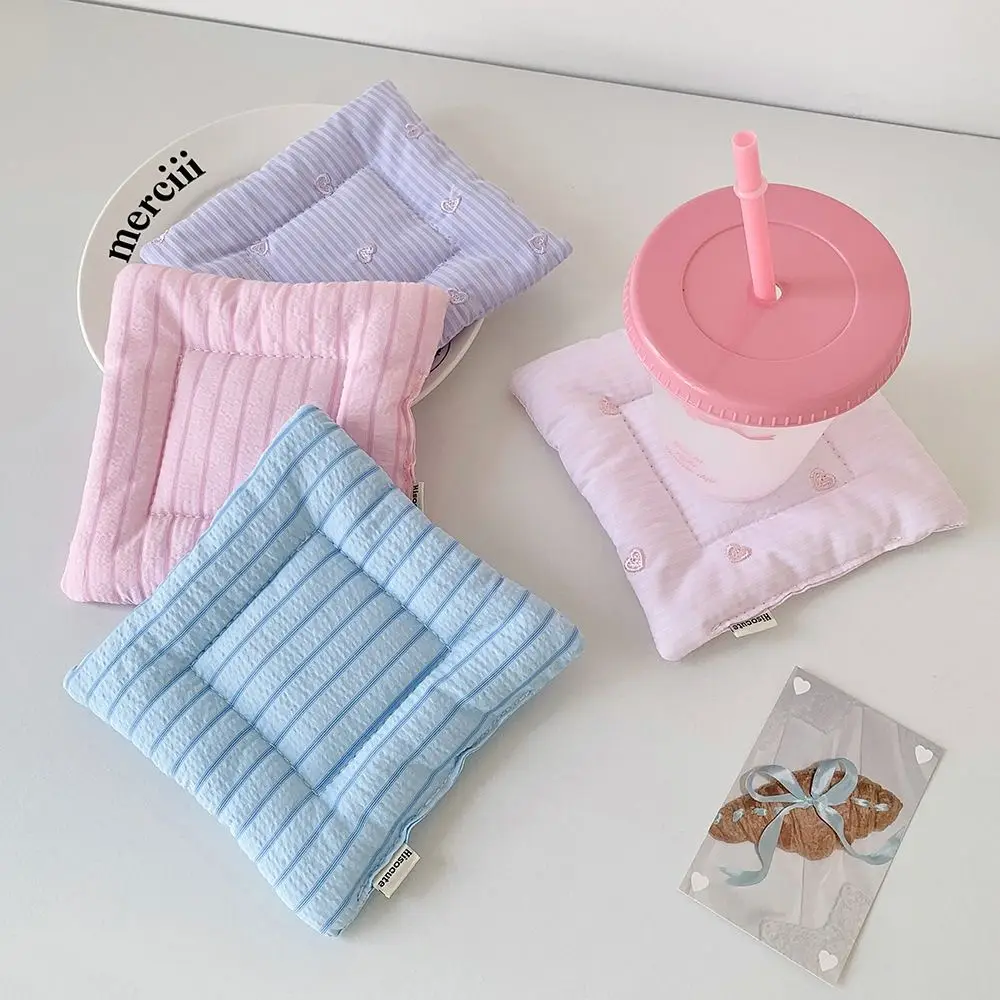 Cute Multi-color Square Coaster Handmade Cotton Heat Insulation Pad Embroidery Home Decoration Table Mat Placemats
