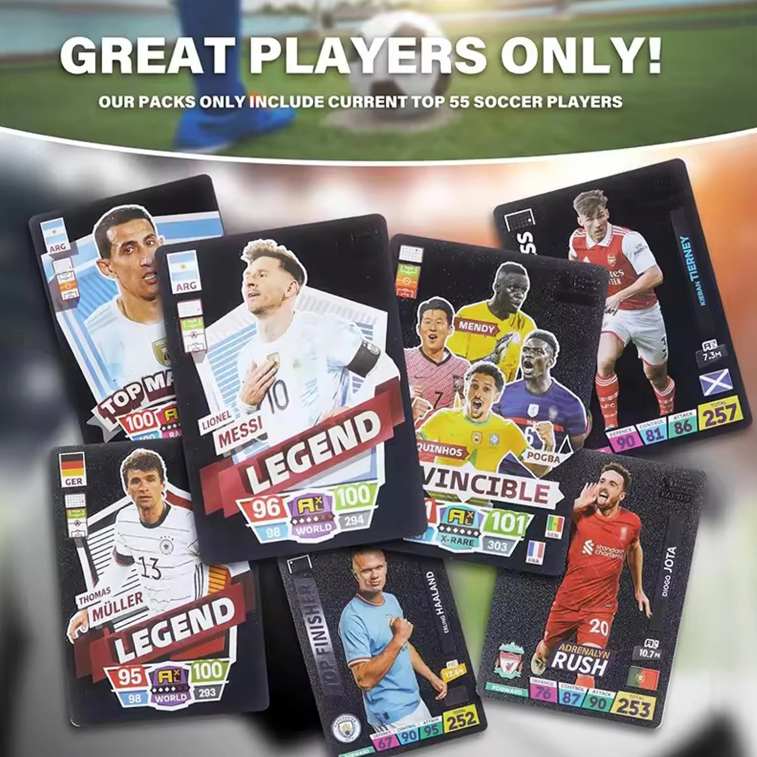 40-55Pcs World Football Stars Black Foil Card Contains 55 of The World's Greatest Soccer Stars Collection Card Great Gift