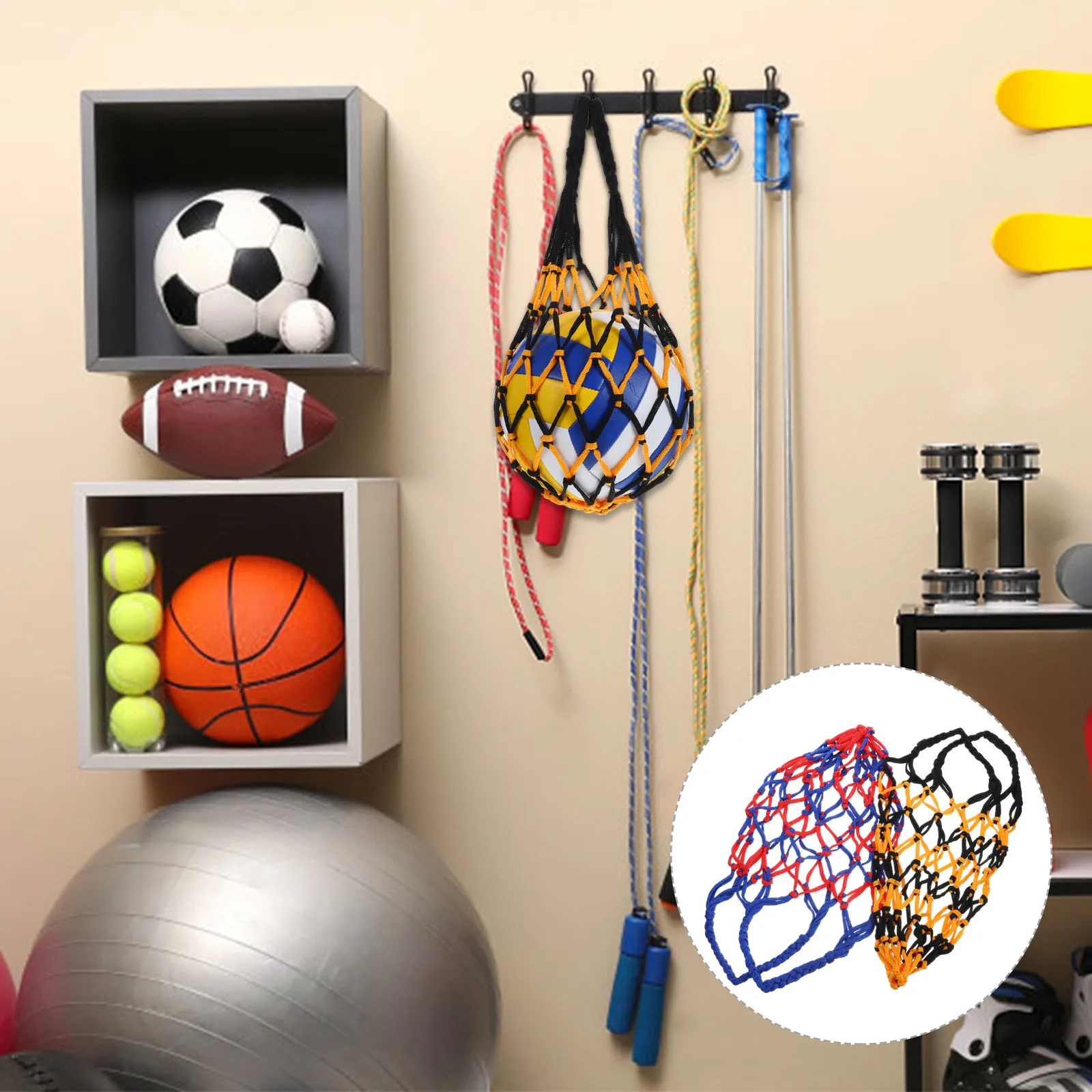 2 قطعة حقيبة شبكية سميكة محمولة كرة السلة الكرة الطائرة كرة القدم النايلون الكرة شبكة حقيبة الرياضة الكرة المعاوضة كرة السلة شبكة حقيبة النايلون