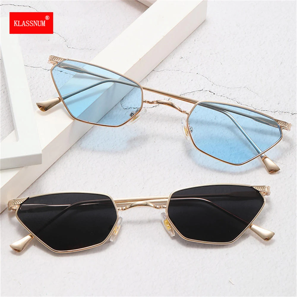 Cat Eye Metal Frame Sunglasses Women Fashion Luxury Square Sun Glasses Small Frame Glasses For Small Face Retro Black Eyewear