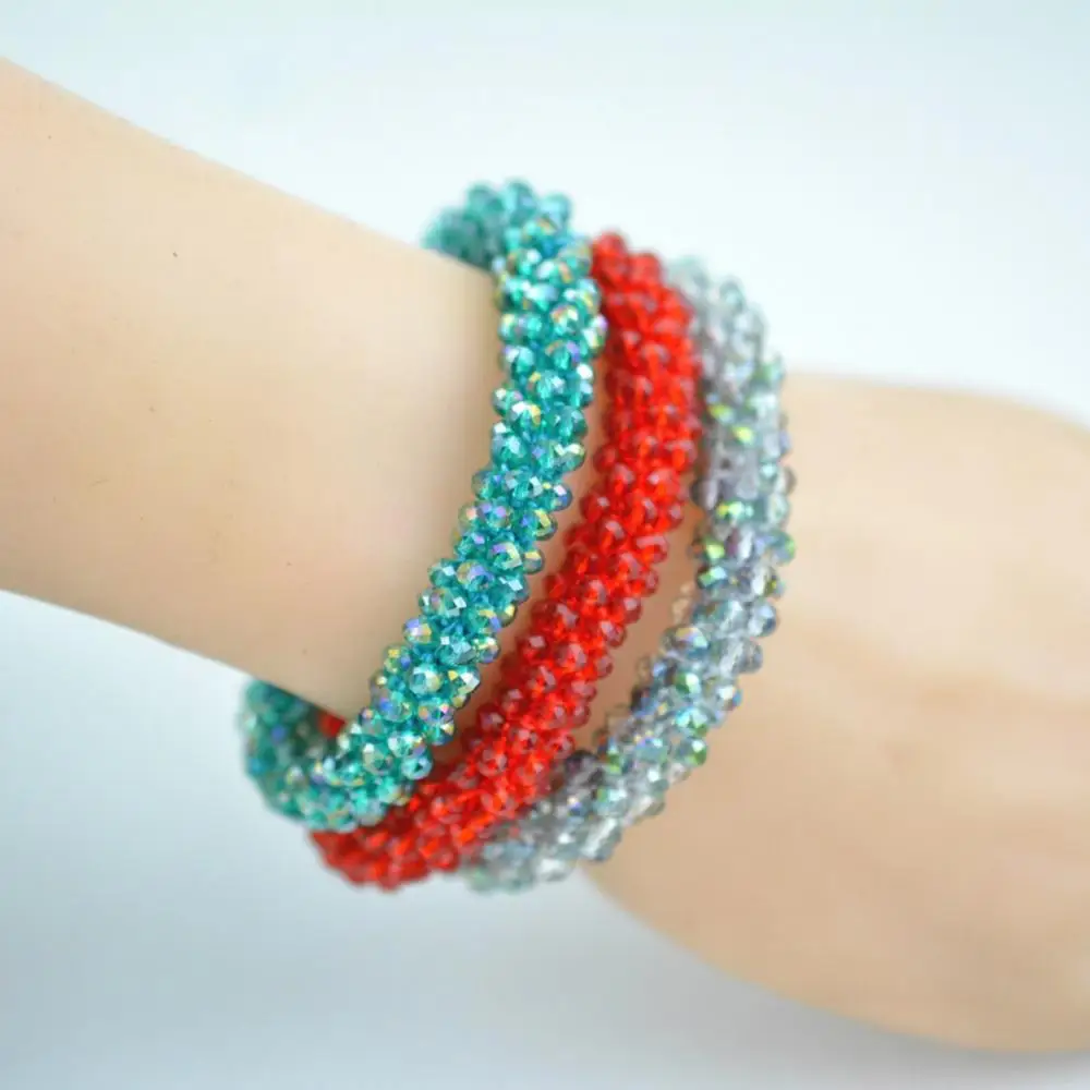 Shiny Rhinestone Elastic Bracelet Bangle Hair Rope Hairband Nepal Women Jewelry 14 Colors New