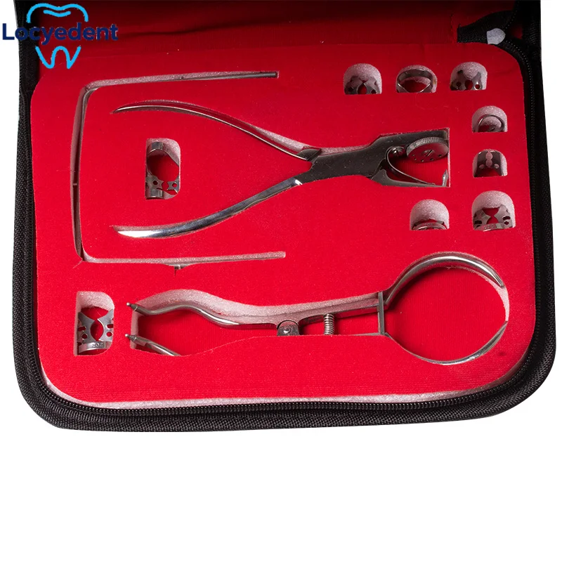 Dental Procedures Comprehensive 12-Piece Set Featuring Rubber Dam Perforator Puncher Pliers Precise Orthodontic Care