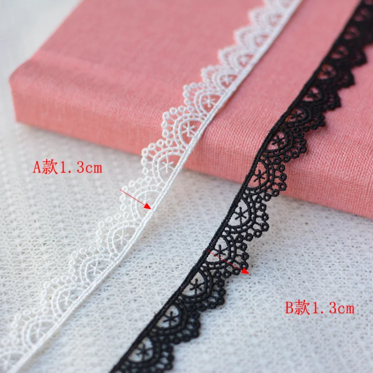 High Quality Beautiful 4 Meters Embroidered Black White Floral Embroidery Fabric Lace Edge Trim Ribbon Free Shipment