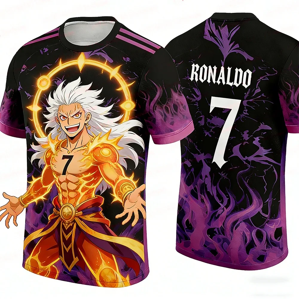 Bandai Japanese Luffy Samurai Style Football Jersey, Casual Sports Training T-shirt, Short Sleeved Anime Top Family Matching