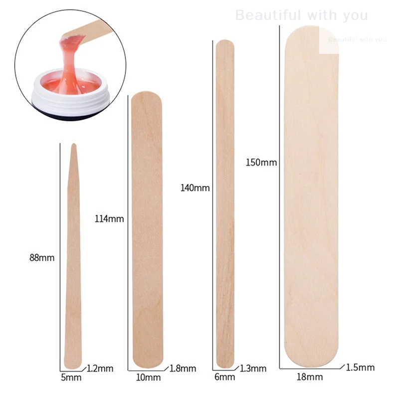 100PCS Woman Wooden Hair Removal Stick Disposable Depilation Spatula Wax Sticks Wood Face Eyebrows Waxing Spatula Beauty Tool