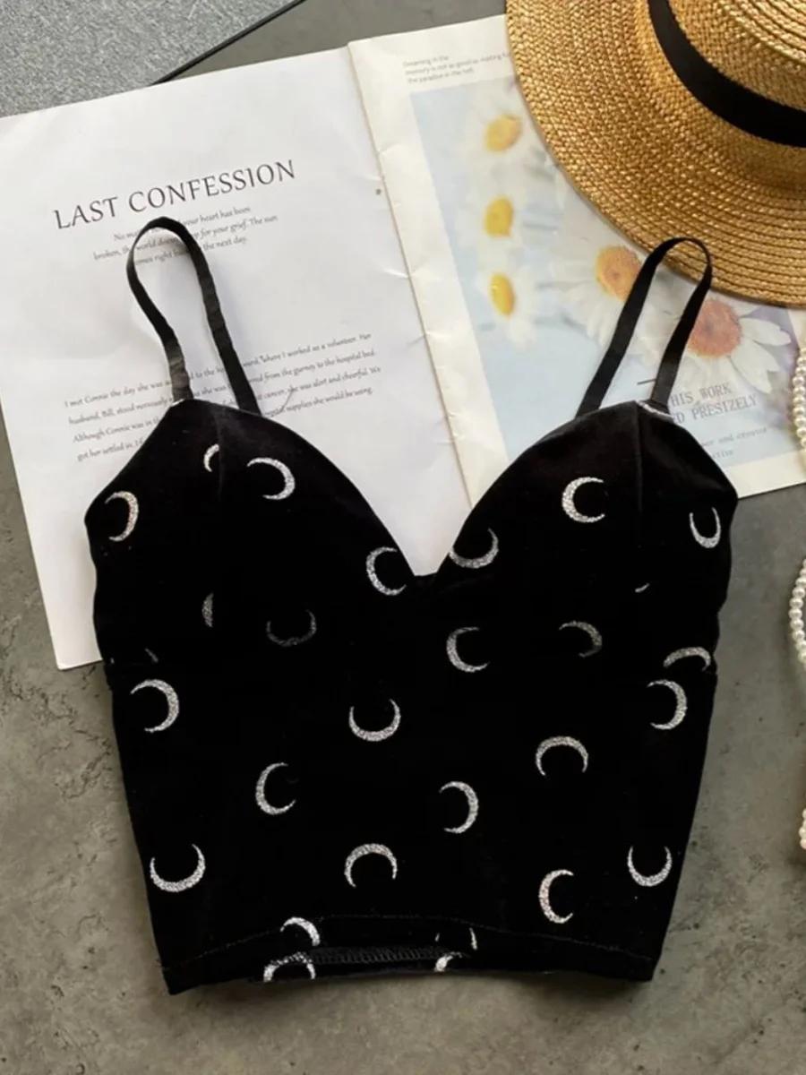 여성용 브이넥 프린트 마이크로 엘라스틱 민소매 조끼 스트리트 스타일 복합 소재 슬림핏 여름 신상 폴리에스터 섬유