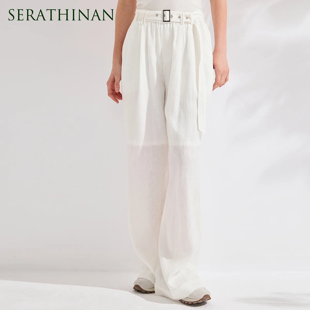 

KT7613656 Elegant 100% Linen Wide Leg Trousers Women's Slim Fit High Waist Luxury Summer Breathable Long Pants