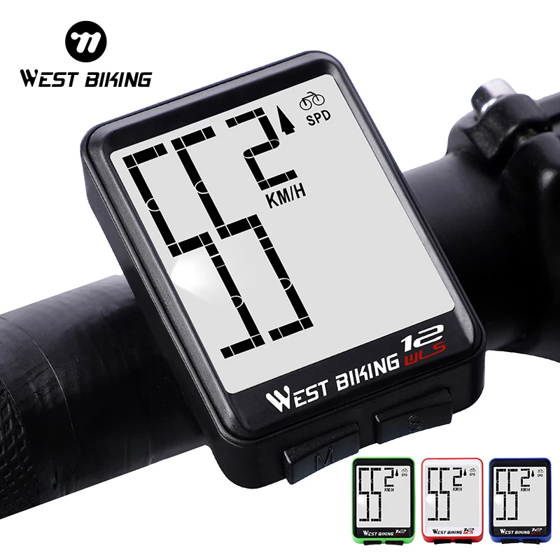 WEST BIKING Wireless Bicycle Computer Backlight Waterproof Odometer 4 Colors Cycling Stopwatch MTB Road Bike Digital Speedometer