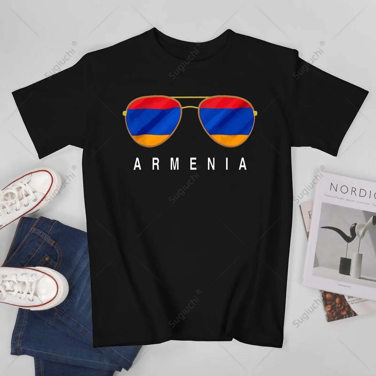 Unisex Men Armenia Flag Sunglasses Tshirt Tees T Shirts Women Boys 100% Cotton T-Shirt