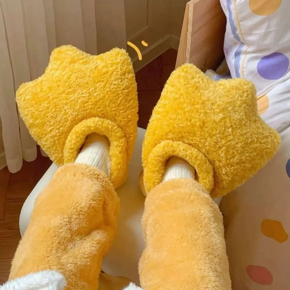 Casual Soft Duck Flippers Slippers Cute Thick Sole Duck Plush Slippers Non-Slip Fluffy Children Duck Feet Slides Winter