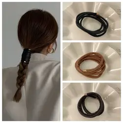 Hair Band PU Rope Ponytail Holder Solid Color Korean Style Flexible Bend Hair Rope Hair Wear Hair Accessories