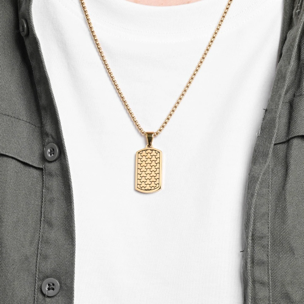 Fußball Textur Militär Anhänger Edelstahl Hip-hop Männer Mode Persönlichkeit Vielseitige Halsketten Schmuck Geschenk – Detail 4