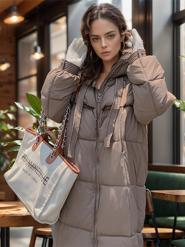 Casacos soltos fofos com zíper com capuz feminino casual engrossado jaquetas de manga comprida para mulher inverno quente longo sólido outwear topos