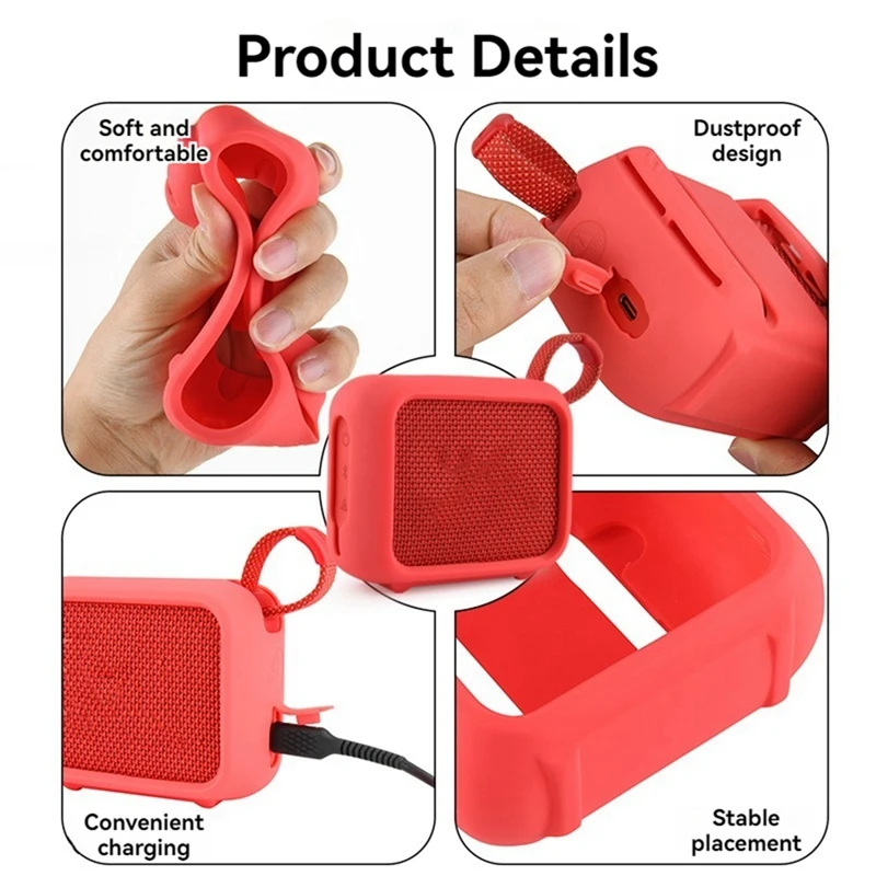 Txesign Portable Silicone Case For JBL Go 4 Protective Cover, Travel Carrying Pouch With Speaker Mount Strap