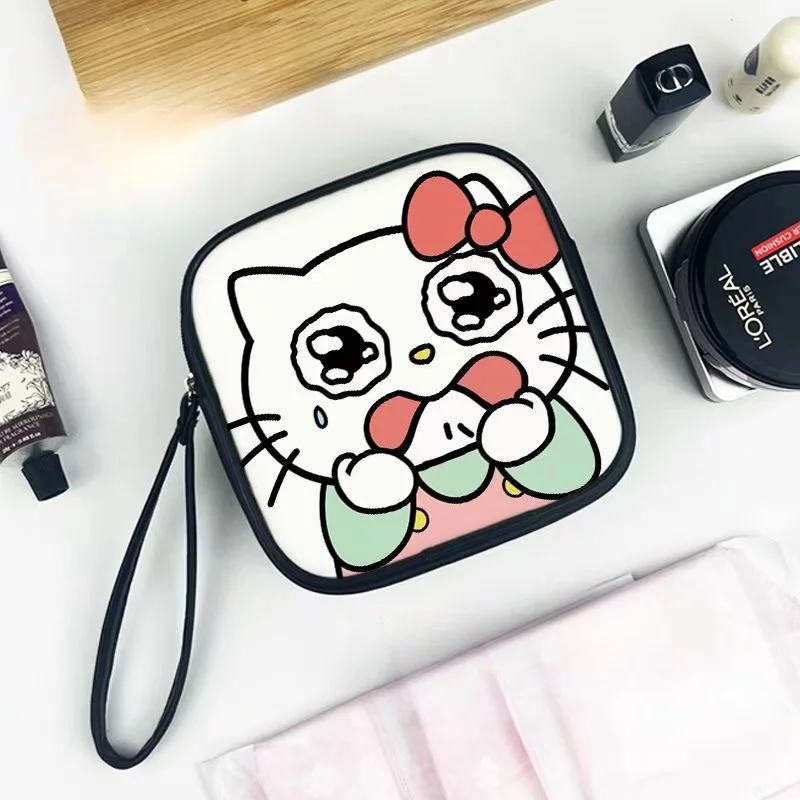 Sanrio حقيبة فوط صحية ، أنيمي ، Hello Kitty Pads ، حقيبة تخزين كرتون ، مواد نظافة نسائية ، حقيبة مكياج