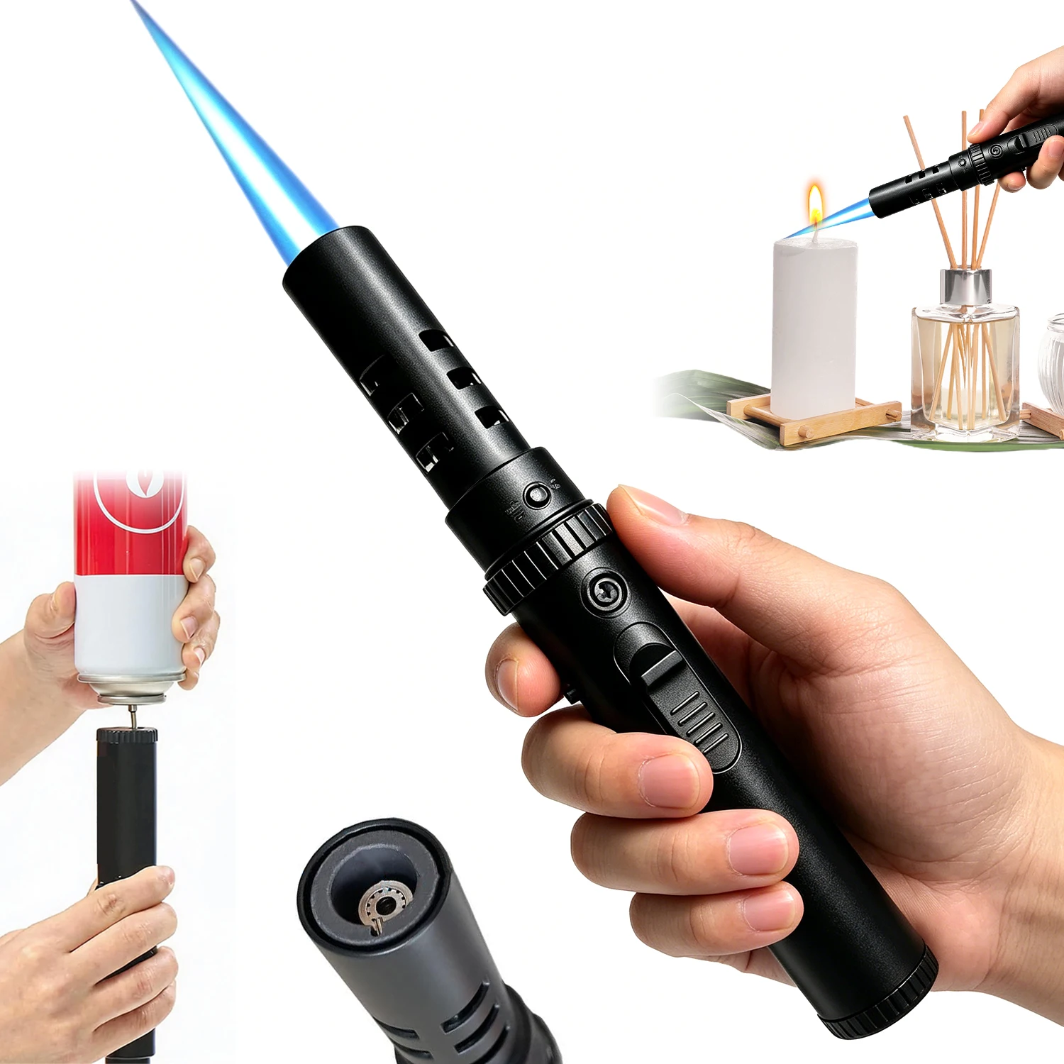Winddichtes Nachfüllbares Sprühpistolen-Feuerzeug, Keramikdüse Hochtemperaturbeständig, Metallkonstruktion, Vielseitig Einsetzbar für BBQ Camping Löten, Großartiges Praktisches Geschenk für Erwachsene