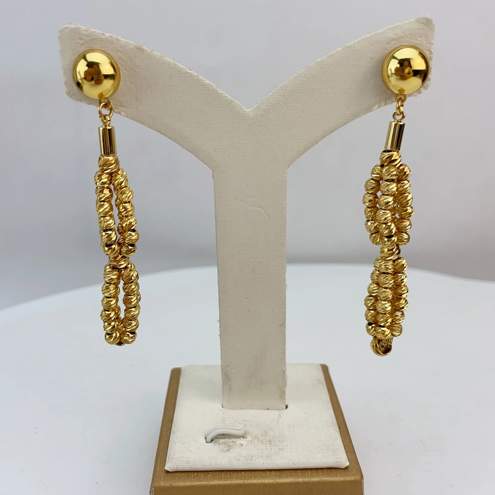 EMMA موضة دبي مطلية بالذهب الخرز القلائد أقراط خواتم مجموعات المجوهرات الجميلة للنساء هدايا مجوهرات حفلات الزفاف FHK22827