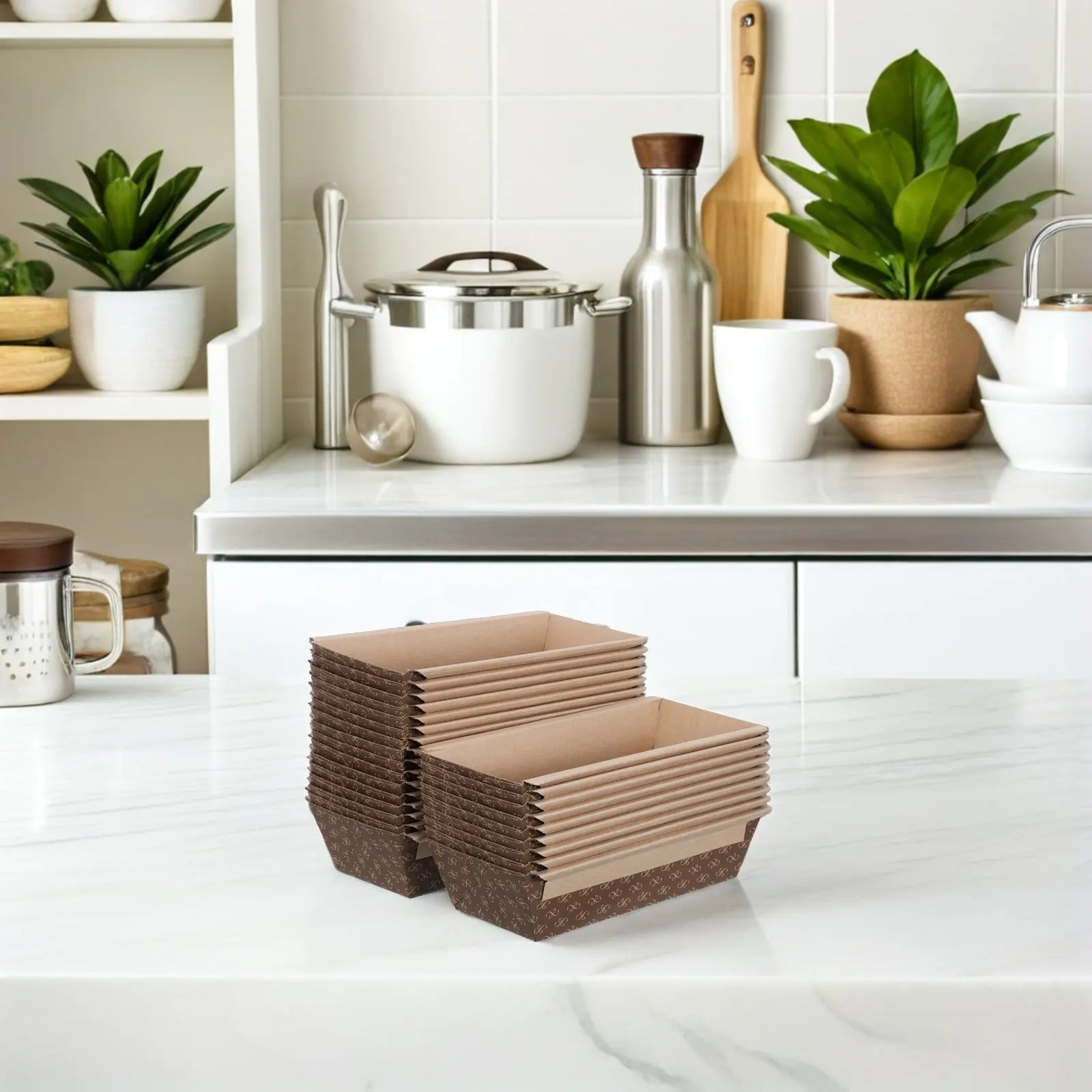 25 moules à pain en papier résistants à la graisse, rectangulaires, pour la cuisson rapide du pain et des gâteaux au four et au micro-ondes.