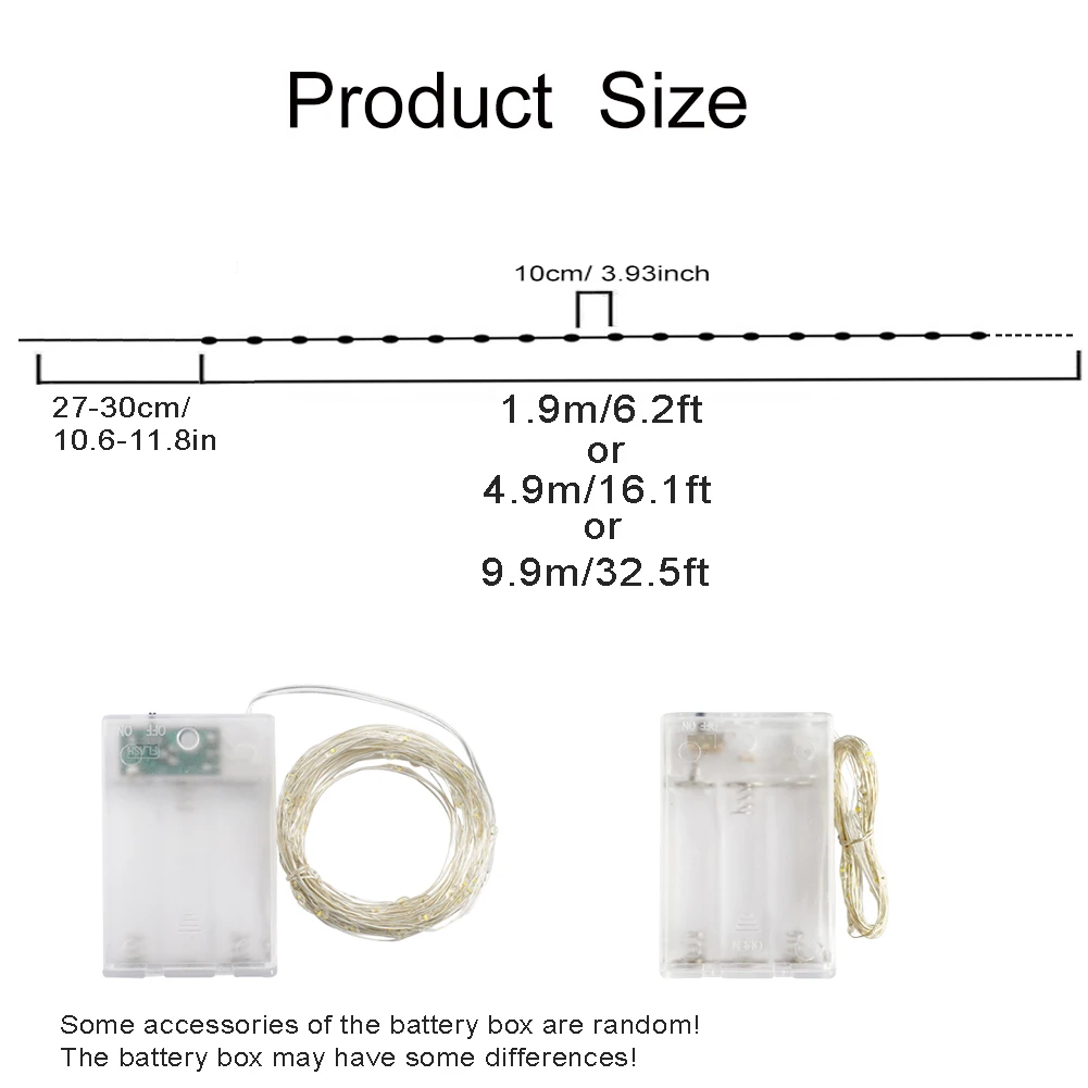 Fairy String Lights, 2/5/10m, Battery Operated String Lights, Indoor Decorative Silver Wire Lights, Lights for Home Party Decor