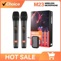 Micrófono inalámbrico M23 UHF, sistema de Karaoke de 2 canales con receptor recargable, micrófono de mano inalámbrico para altavoz de fiesta de Iglesia
