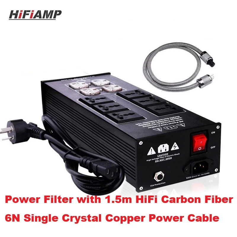 HiFiAMP YYAUDIO YY-4600 Dual Row AC Power Filter Power Conditioner with Single Crystal Copper Power Cable