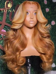 Honey Blonde 13X6 HD Transparent Lace Front Wigs Pre Plucked 13x4 Highlight Lace Frontal Wig Human Hair