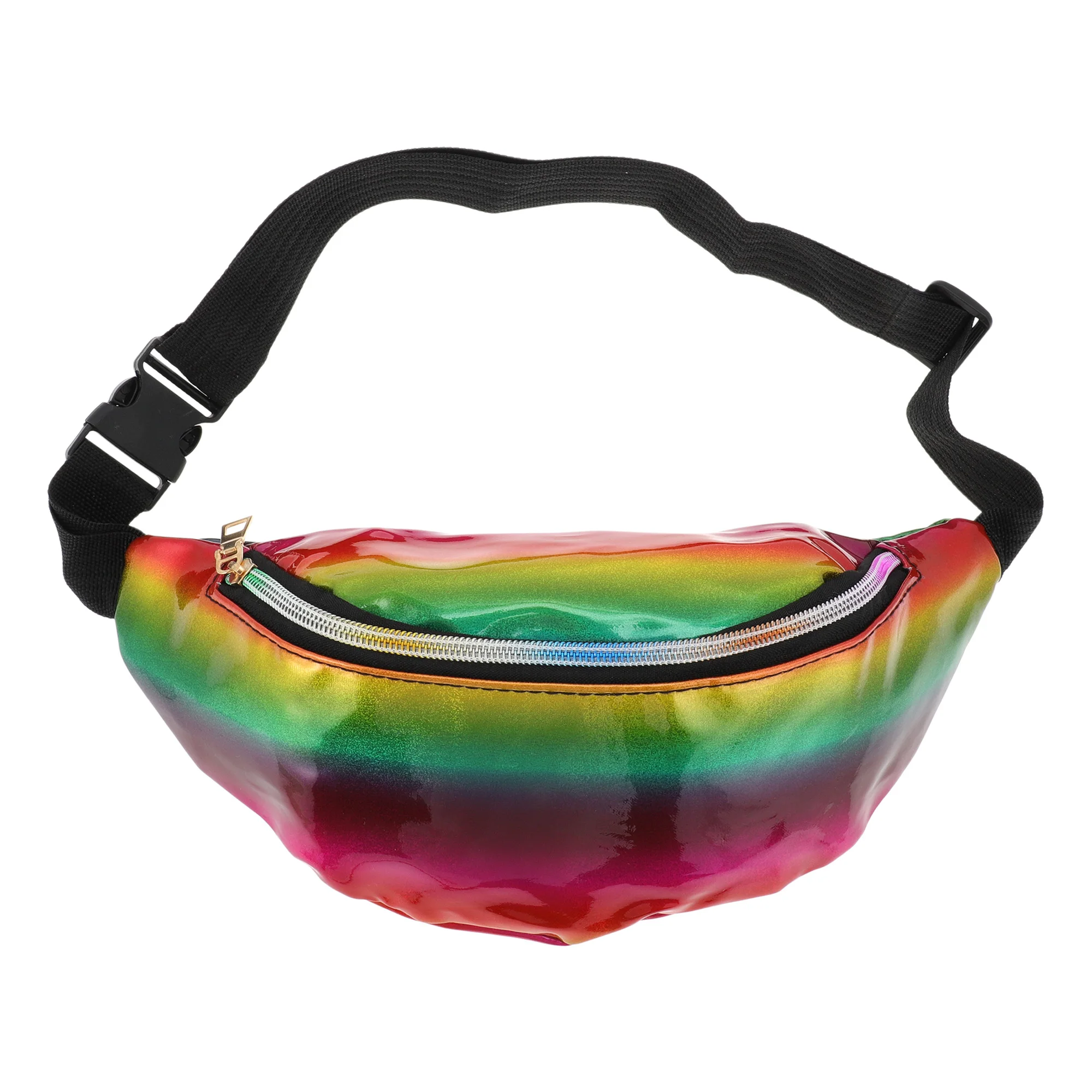 

X Autohaux Stylish Single Zip Reflective Holographic Sports Waist Bag Iridescent 1 Pc