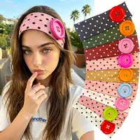 Serre-tête à grands boutons de haute qualité, style vintage, motif à pois, en polyester antidérapant, style rétro 5