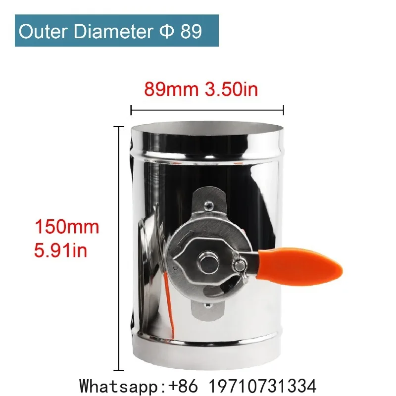 201 Stainless Steel Air Volume Damper Ventilation Duct Valve φ51-φ150 Silicone Sealing for HVAC Home Kitchen Purification