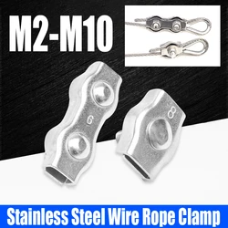 1PCS M2-M10 316 Stainless Steel Wire Rope Clamp Single/Double Clip Chuck Lock Cable Clamp Fastener Cable Rope Fixing Clip