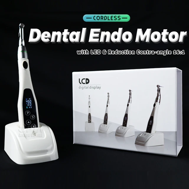 SPTA Dental Endo Motor Cordless LED 16:1 Contra Angle With Reduction Head Low Speed Handpiece Dentistry Endodoncia Treatment