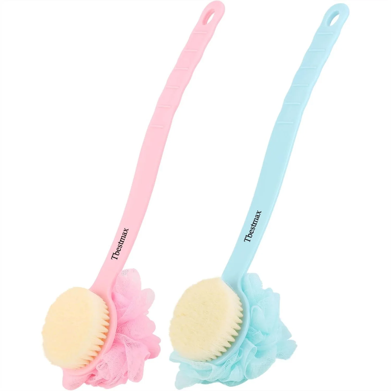 

Loofah Back Scrubber Long Handle Shower Body Brush with Soft Mesh Sponge for Women Exfoliating Bath, 2 Pack