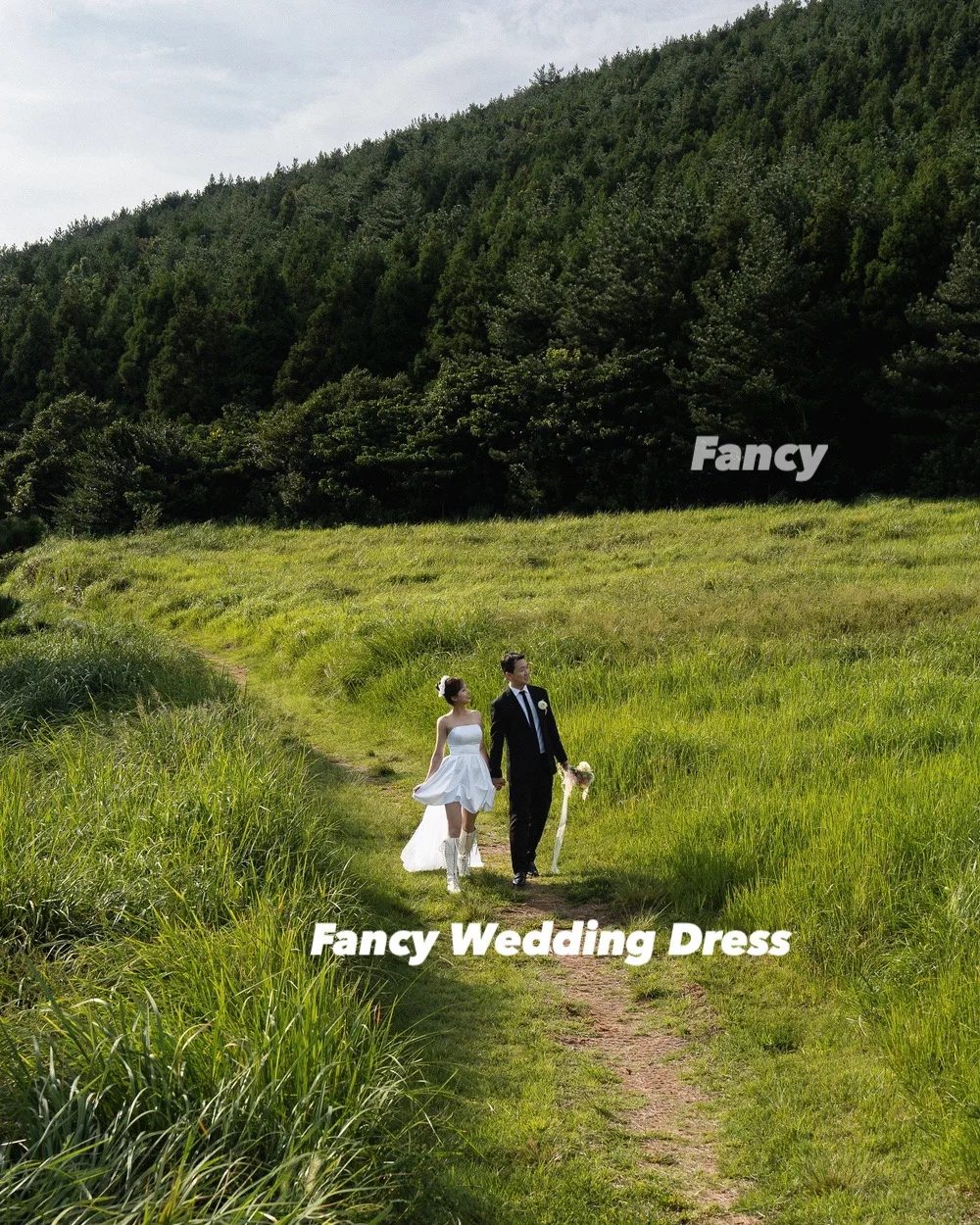 Fantaisie Simple bretelles une ligne robe de mariée corée séance Photo une ligne doux Satin robe de mariée dos Corset personnalisé