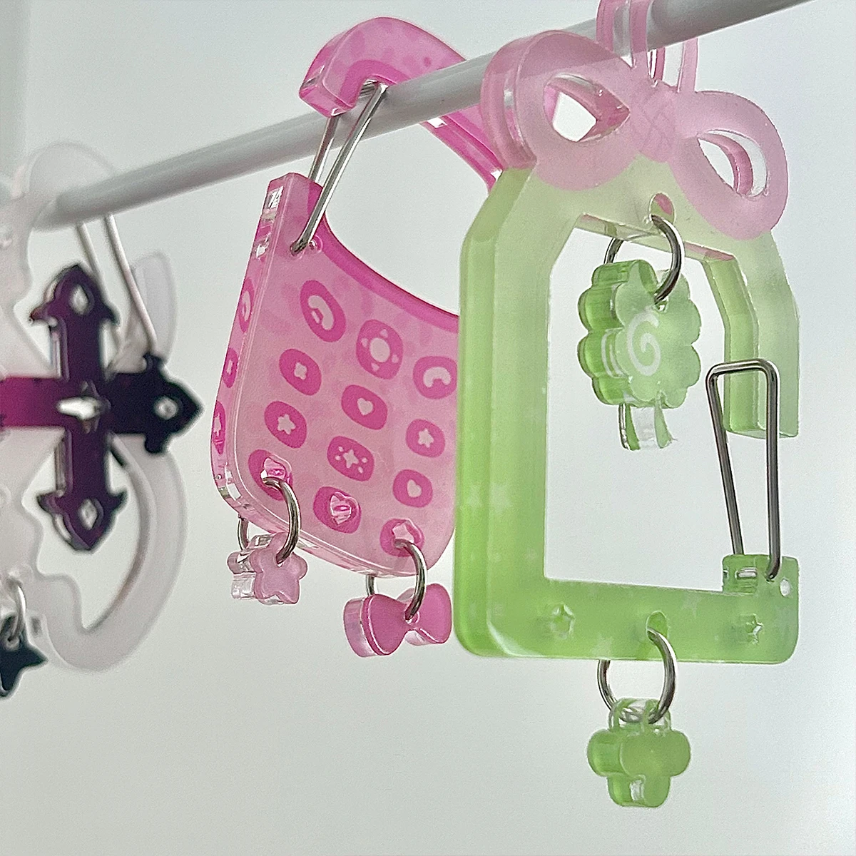 WAKAWAKA Kawaii Akrilik Pesona Carabiner Scrapbook Ita Tas Dekorasi Aksesoris Gantungan Kunci Gaya Korea