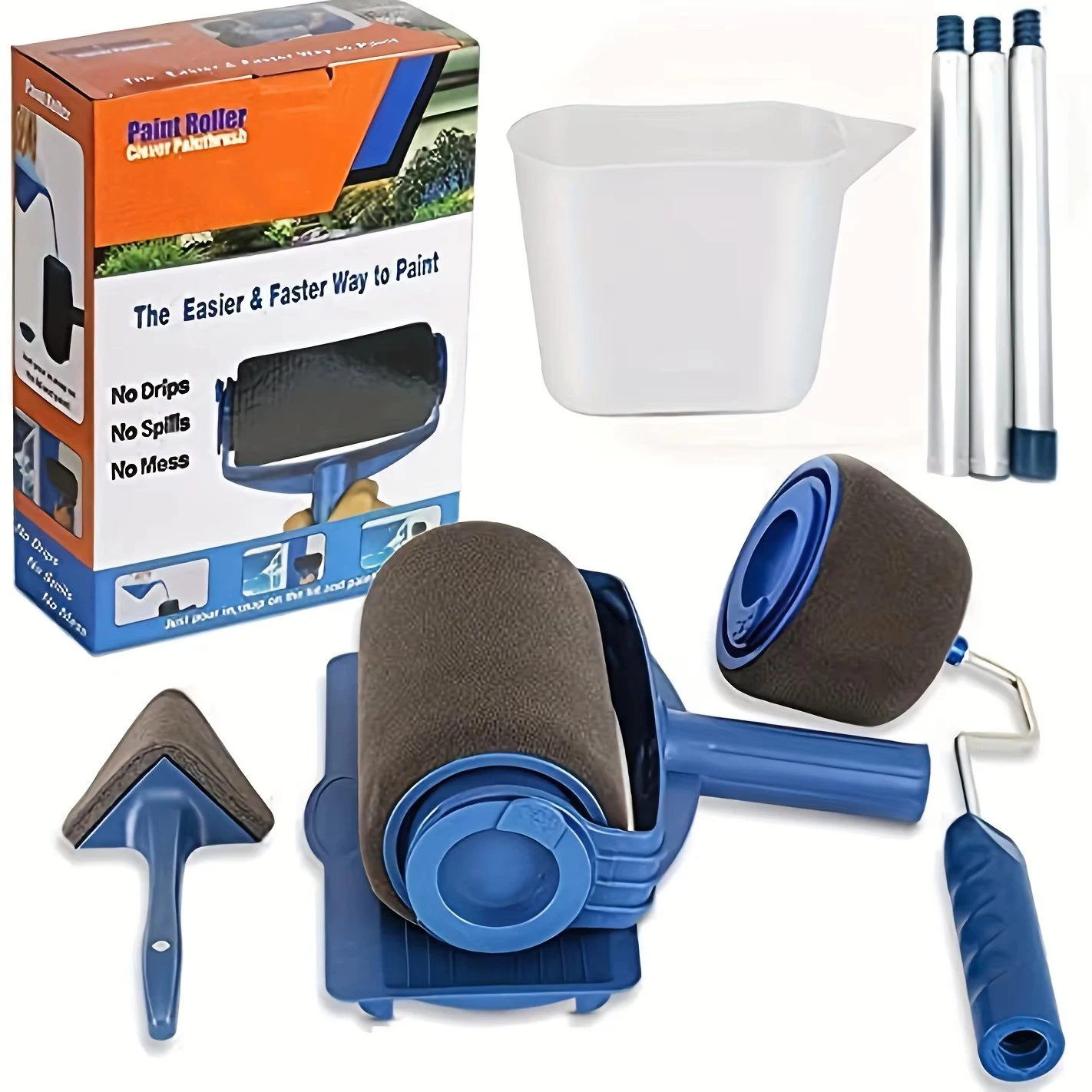 8-piece Paint Roller Set Multifunctional DIY Self-priming Large Drum Brushes Wall Decorative Tool for Latex Painting Accessories