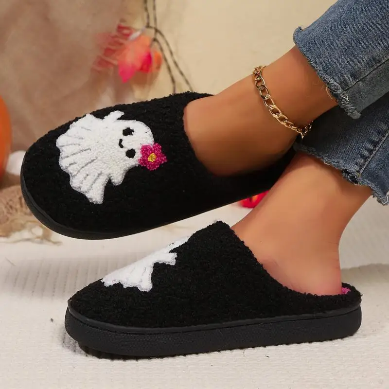 Halloween Fluffy Women's Slippers Home Winter Casual Cartoon Designer Shoes Girls Indoor Plush Slides Elegant Flat Footwear Soft - Image 5