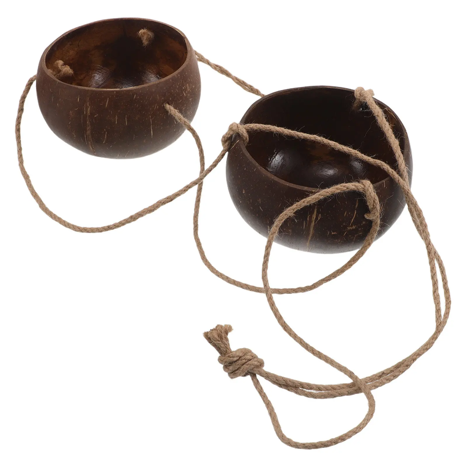 2-Tier Coconut Shell Hanging Planter for Succulents, Herbs & Orchids – Natural Rustic Wall Basket