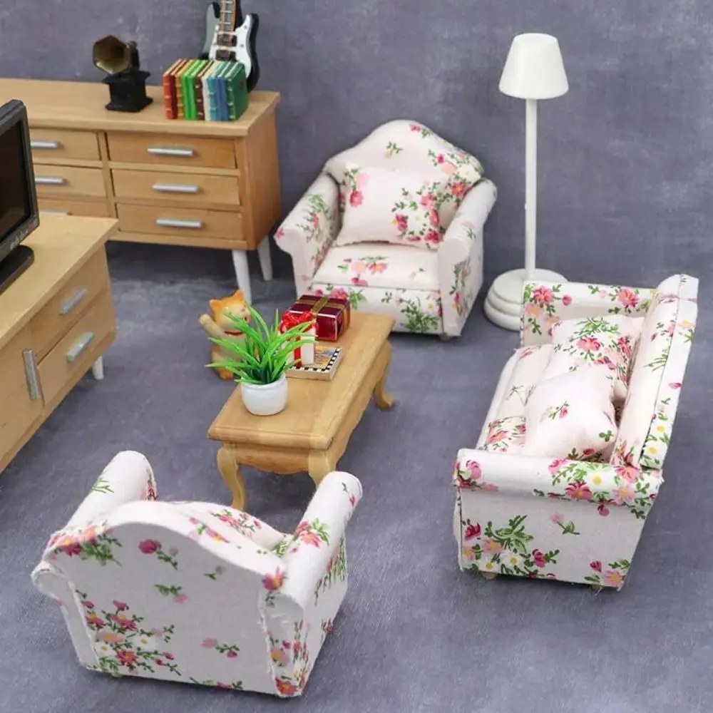 1:12 Mini poupées mignonnes canapé oreillers ensemble Simulation maison de poupée meubles jouets Miniature maison de poupée accessoires enfants jouets cadeau