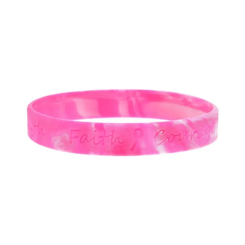 Imagem -05 - Pulseira de Silicone Esperança Fita Câncer de Mama Pulseira Inspiradora 50 Peças