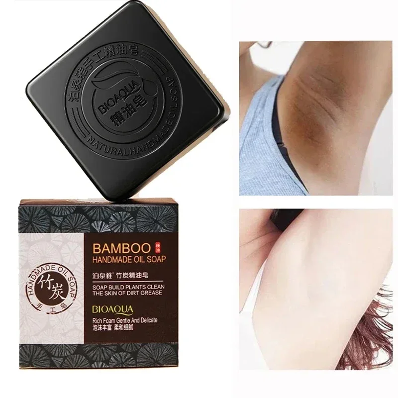 Body Whitening Bamboo Charcoal Handmade Soap Skin Moisturizing Deep Cleansing Oil Control Blackhead Remover Face Wash Hair Bath