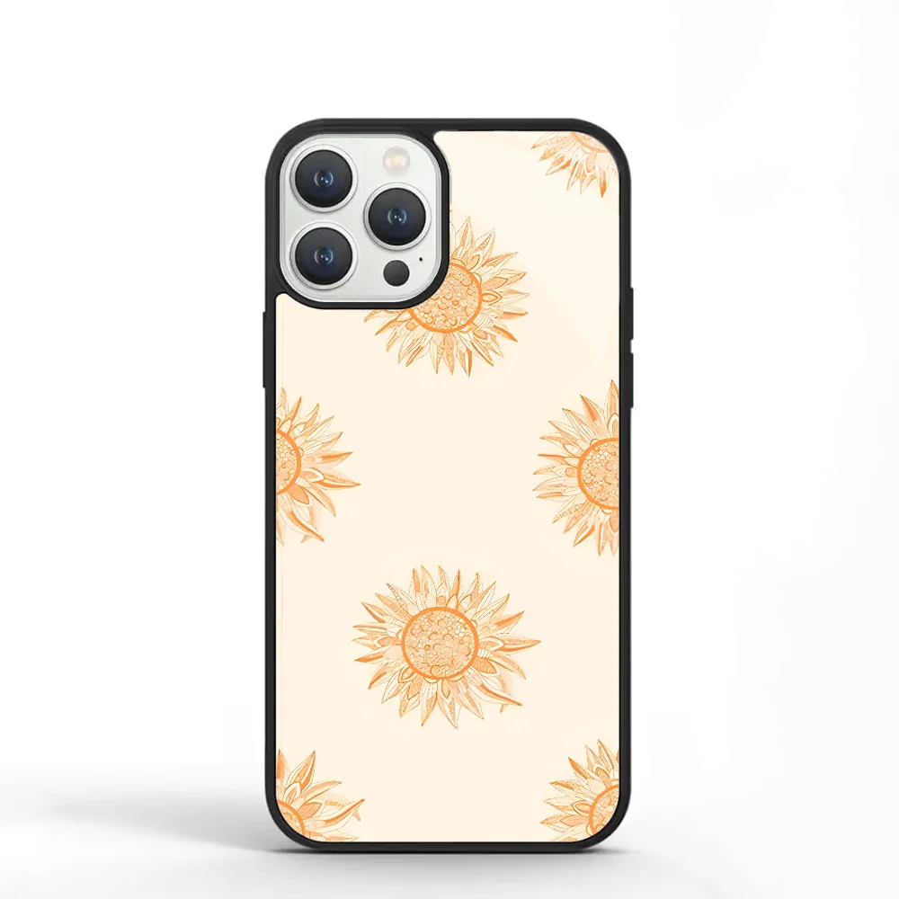 Yellow Chrysanthemum Phone Case For IPhone 11 12 13 14 15 Plus Pro Max Mirror Acrylic PC TPU Cover