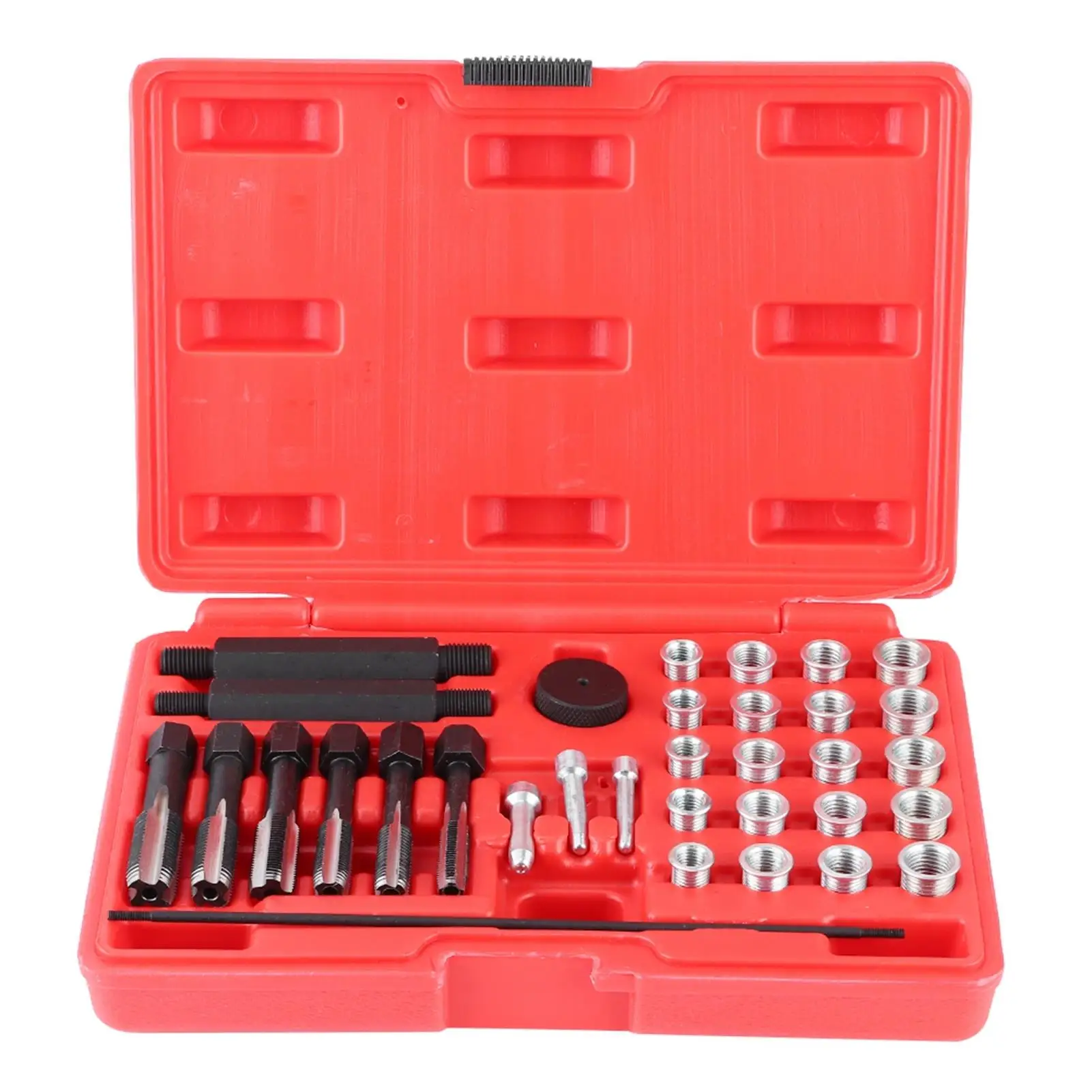 

Overseas 33pcs Glow Plug Thread Repair Kit Tap Insert Driver Guide Pin Thread Insert Tool Set Glow Plug Insert Driver New
