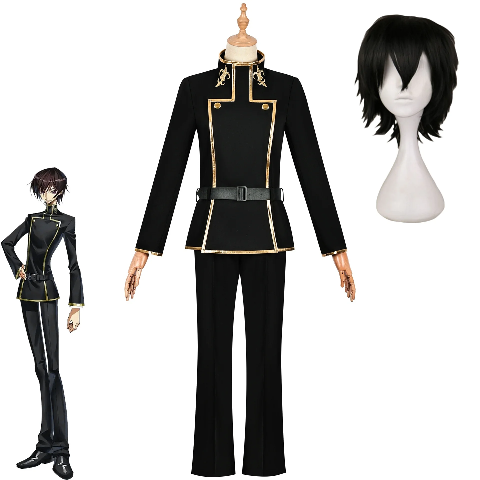 Lelouch Lamperouge Cosplay Costume Wig Anime Halloween Party Suit