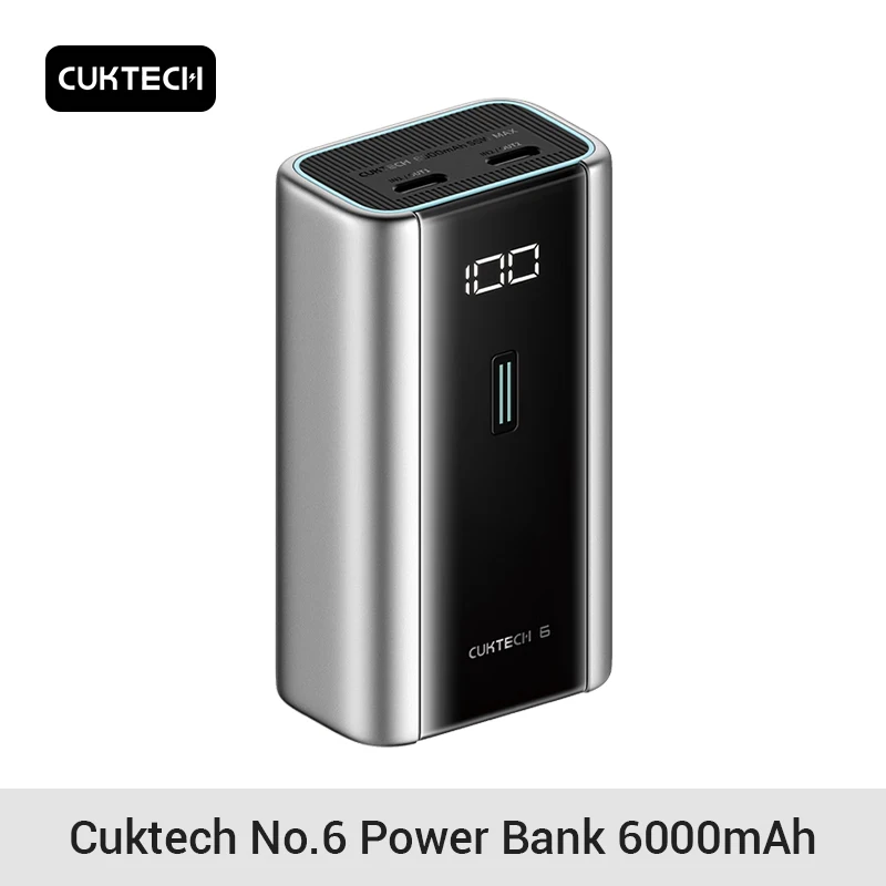 Cuktech No.6 Power Bank 6000mAh PB060 USB C 55W MAX Output Fast Charge Mini Powerbank for iPhone 15/14 Xiaomi Samsung