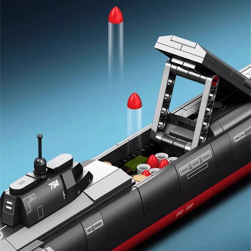 SEMBO Technical WW2 Jiaolong Submarine Building Blocks City Military Submarine Ornaments Assembly Children's Toys Birthday Gift